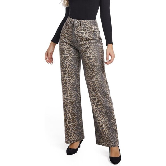 Denim - Women’s High Waisted Straight Leg Jeans Cotton Spandex Casual
